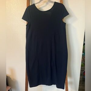 PinkBlush Maternity Navy Sheath Dress Zipper Accent Round Neck Size L